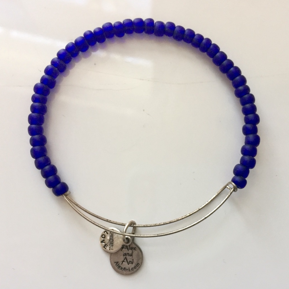 Retired Silver & Blue Beaded Alex and Ani Bracelet